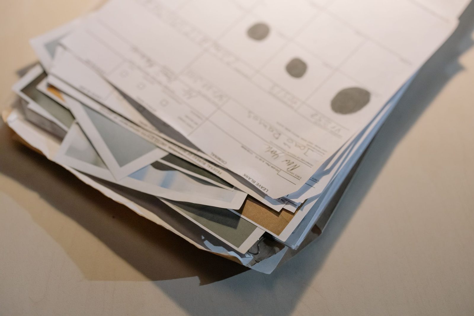 Stacked business documents and papers resting on a desk, illustrating a contract dispute.