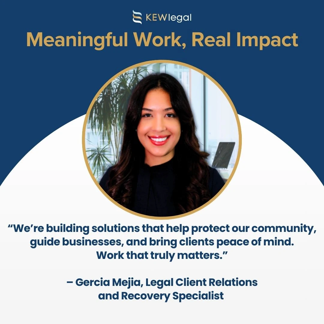 KEW Legal employee discussing meaningful legal work