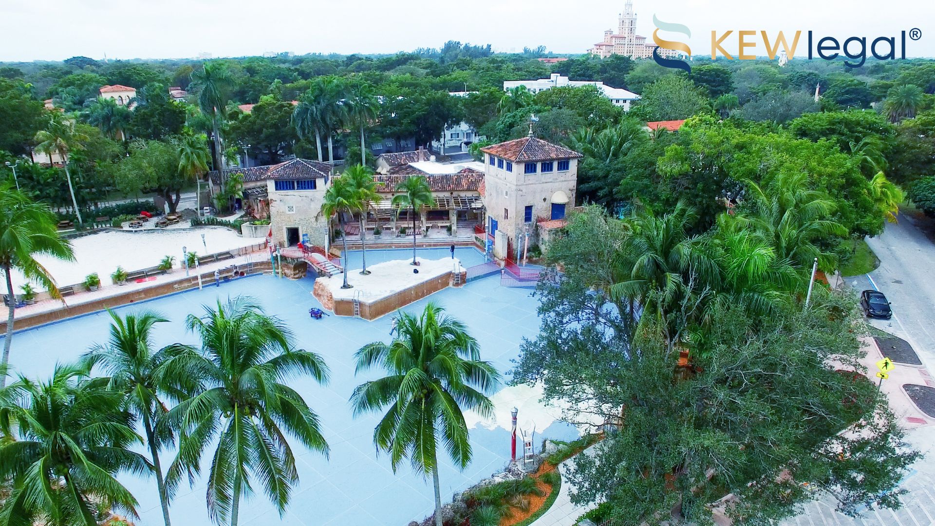 An overview image of a hotel construction site in Coral gables, where businesses like hotels/hospitality often need trademark registration services.