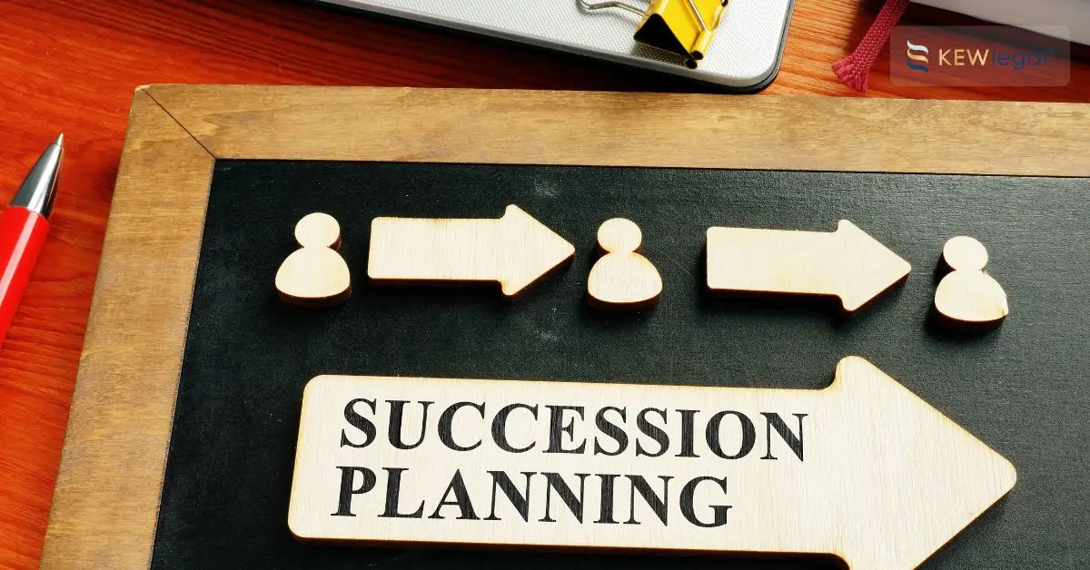 Succession planning concept with arrows and person icons