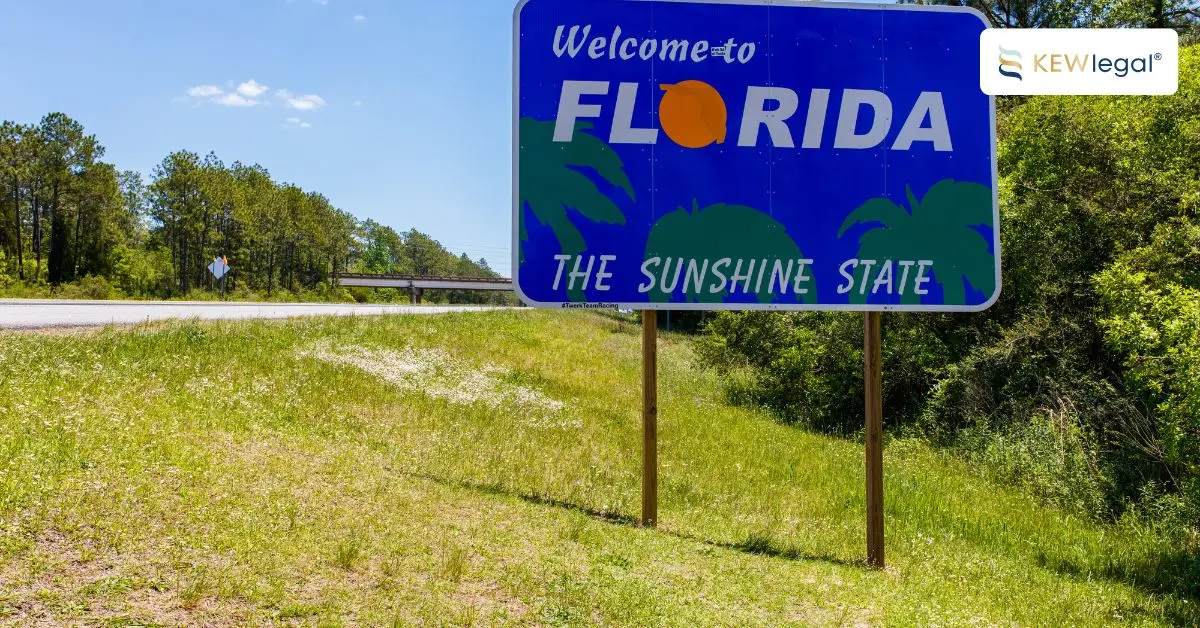 Welcome to Florida roadside sign on highway
